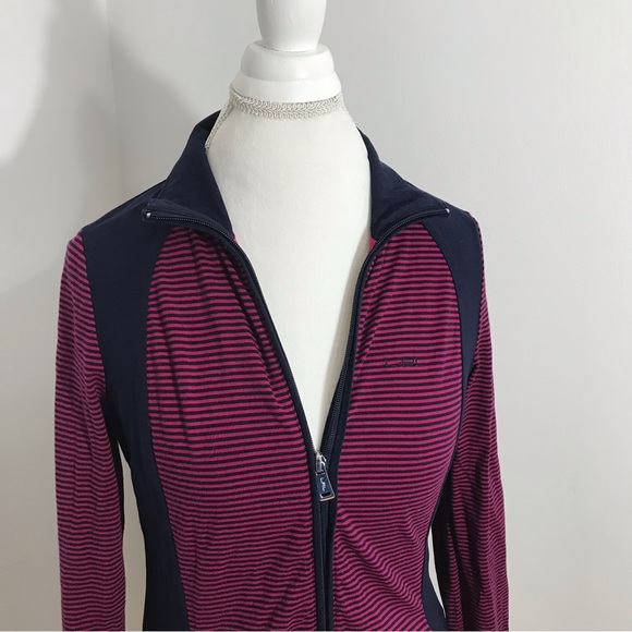 Lauren Ralph Lauren Active Pink and Blue Zip Up Sweater - Picture 2 of 11